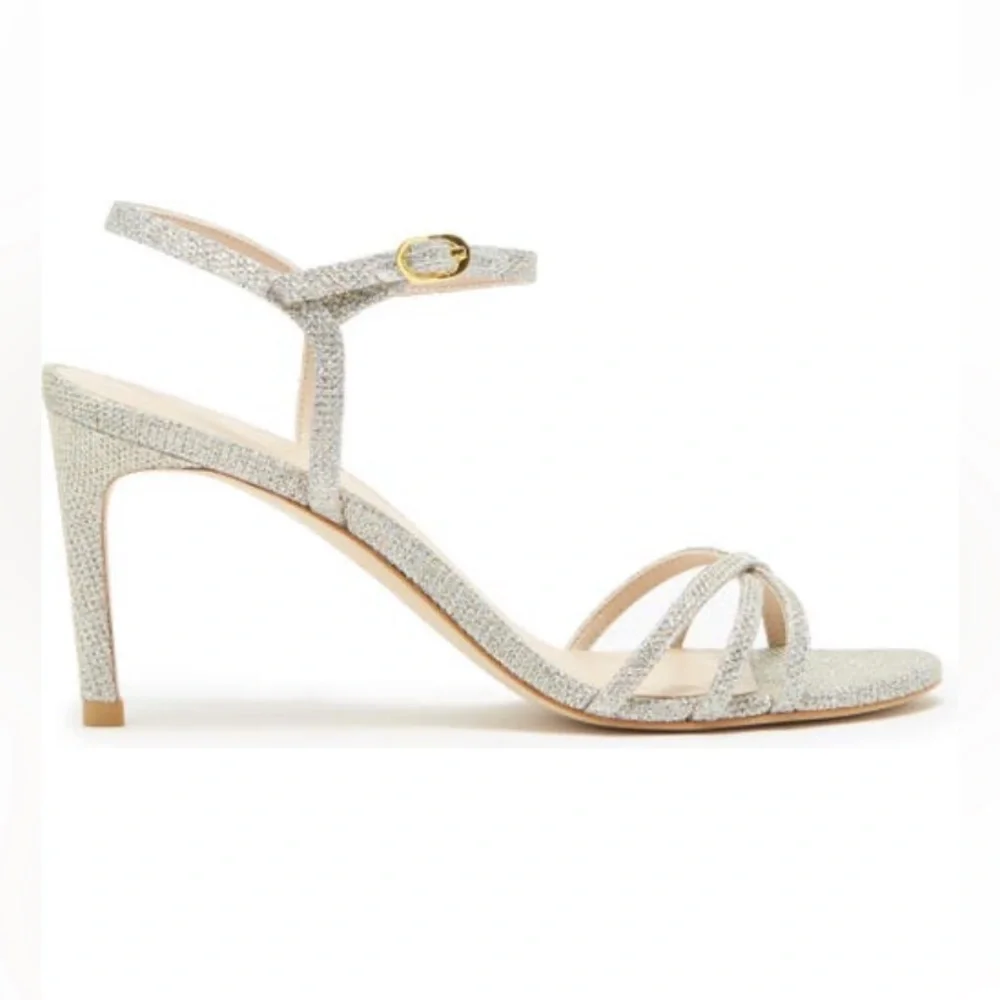 Stuart Weitzman, Starla 80 Heeled Sandal, Sparkle Noir, US 10